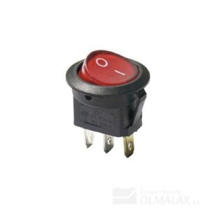 SWITCH  REDONDO CON LUZ ROJA 3 PINES UNIDAD