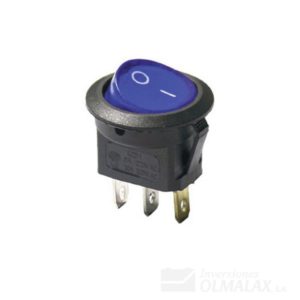 SWITCH  REDONDO CON LUZ AZUL 3 PINES UNIDAD