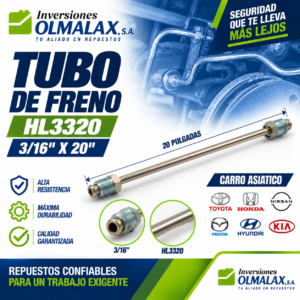 TUBO DE FRENO HL3320 3/16 DE 20 PULGADAS CARRO ASIATICO