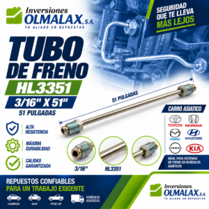 TUBO DE FRENO HL3351 3/16 DE 51 PULGADAS CARRO ASIATICO
