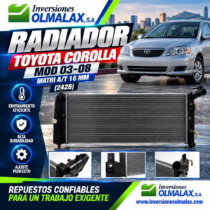 RADIADOR TOYOTA COROLLA 03-080 MATRI A/T 16 MM (2428)