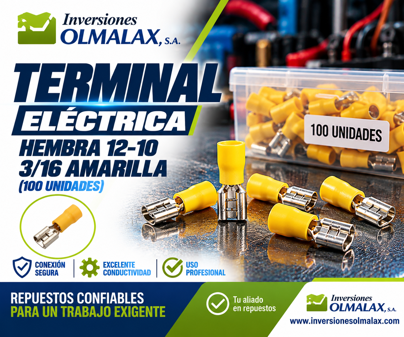 TERMINAL ELECT. MACHO 12-10 3/16 AMARILLA (100 UNID)