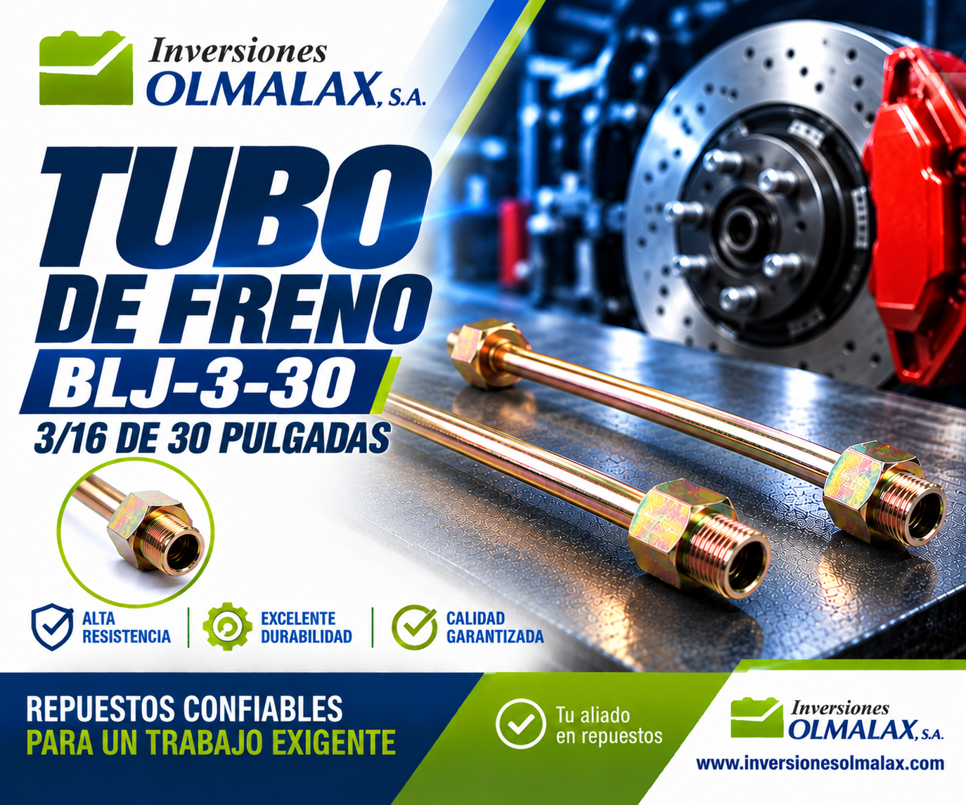 TUBO DE FRENO BLJ-3-30 3/16 DE 30 PULGADAS