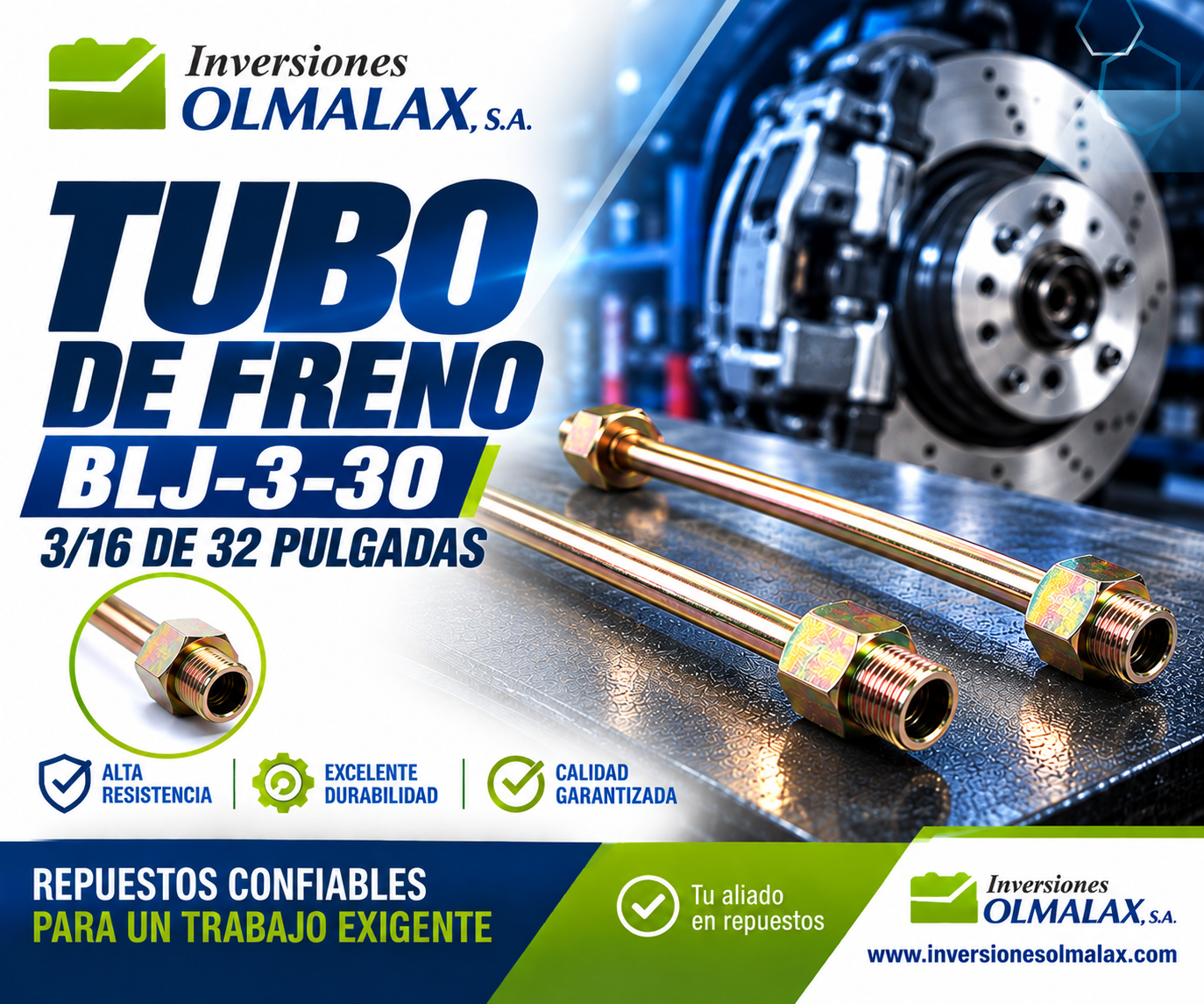 TUBO DE FRENO BLJ-3-30 3/16 DE 32 PULGADAS