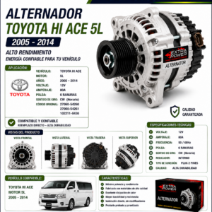 ALTERNADOR  TOYOTA HI ACE 5L 2005-2014