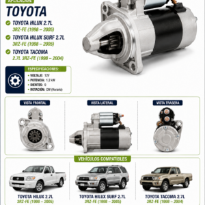 STARTER TOYOTA TOYOTA HILUX 2.7L 3RZ-FE (1998 – 2005)  TOYOTA HILUX SURF 2.7L 3RZ-FE  TOYOTA TACOMA