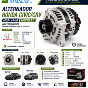 ALTERNADOR HONDA CIVIC/CRV  MOD- 14-16 MOTOR 2.0