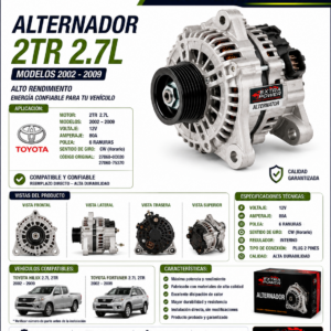 Alternador 2TR. 2.7L MOD 2002-2009