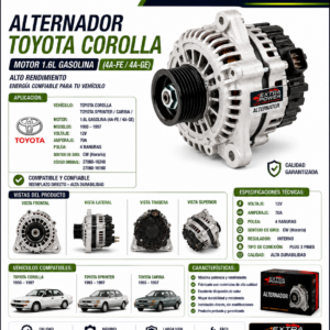Toyota Corolla  Motor 1.6L gasolina (4A-FE / 4A-GE)  Modelos 1993 – 1997  Toyota Sprinter / Carina /