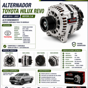 ALTERNADOR TOYOTA HILUX REVO  MOD 2015/ 2022 MOTOR 2.8L