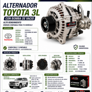 ALTERNADOR TOYOTA 3L CON BOMBA DE VACIO