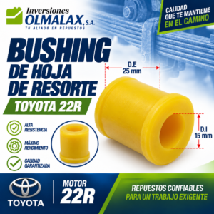 BUSHING DE HOJA DE RESORTE TOYOTA 22R D.E 25MM D.I 15MM