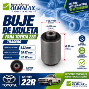 BUJE DE MULETA INT 8.22 EXT 30.67 H42.98 PARA TOYOTA 22R TRASERO
