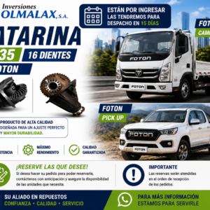 CATARINA 6-35 FOTON 16 DIENTES    FOTON BJ1041 / BJ1049 / BJ1051 / BJ1061  MOD  2007 AL 2016